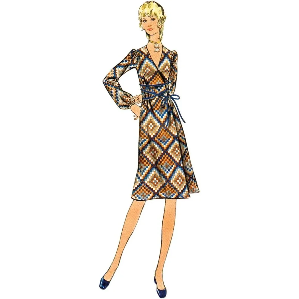 Butterick Retro 1970s Sewing Pattern‎ B6958 Wrap Dress Tunic Pants Sizes 18-26